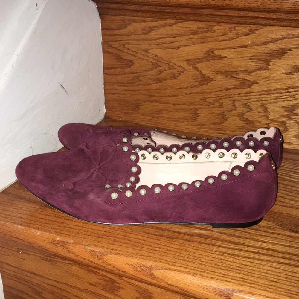 KATE SPADE REAL SUEDE PEARL TRIMMED NWT FLATS